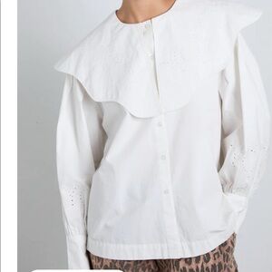 Damson madder Romeo embroidered blouse white UK 14